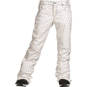 Burton Snowpants White Black Ski Dryride The White Collection Polka Dot SZ 7